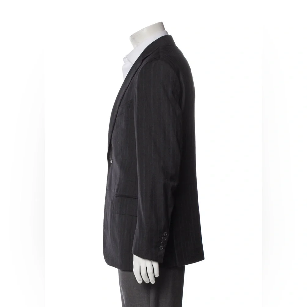 ISAIA Recent Striped Charcoal + Blue Wool Blazer - 38R - Picture 7 of 13